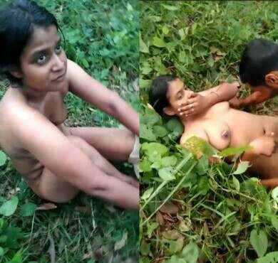 Beautiful village muslim desi bhabhi big boobs nude fucking jungle caught mms