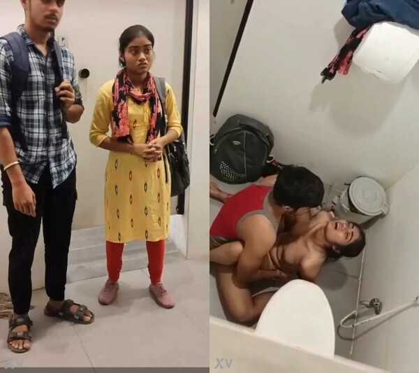 Beautiful horny lover couple xxx indian mms fucking public toilet