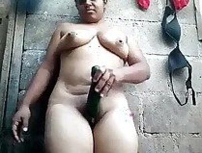 Very horny village desi bhabi porn hard fucking with cucumber mms