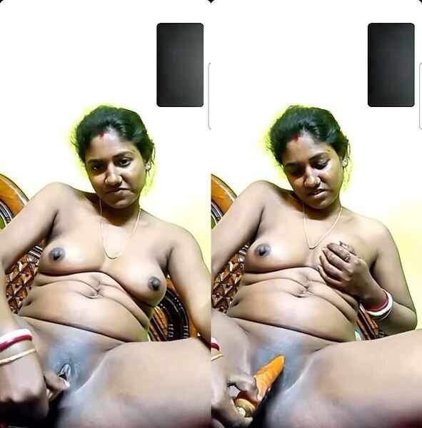 Amateur village horny indian wife xx fingering with carrot